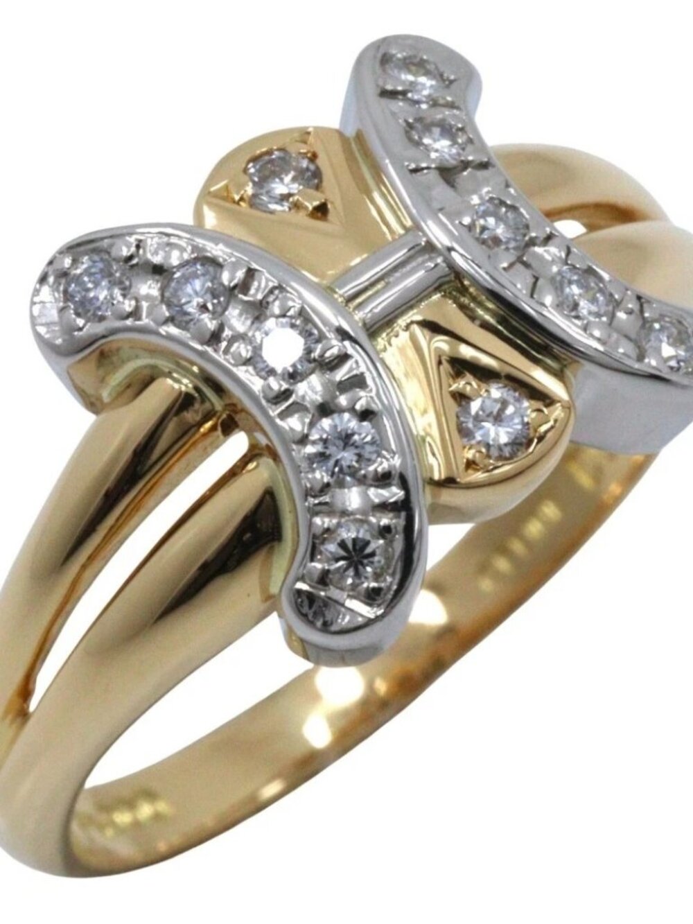 CELINE Macadam Ring K18 yellow gold/Pt900Platinum/diamond #5.8(US Size) 4....